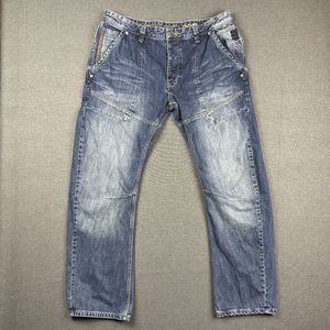 Next Denim Jeans Men's 38R Straight Leg Blue 5-Pocket Whisker‎ Faded Work Wear